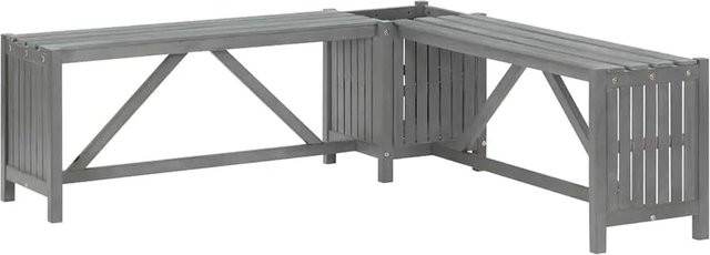 vidaXL Garten-Eckbank mit Pflanzkübel aus Akazienholz in Grau, B/T/H: 117 x 40 x 40 cm - Bild 1