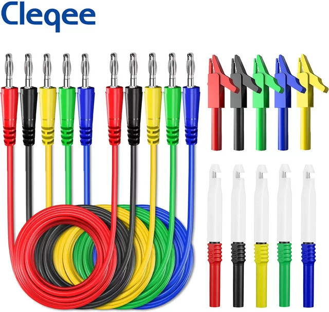 Cleqee P1043B Serie Multimeter-Messleitungen-Set mit 4 mm Bananensteckern, Sicherheits-Piercing-Sonden, Nadeln und Krokodilklemmen für Kfz-Werkzeuge - Bild 1