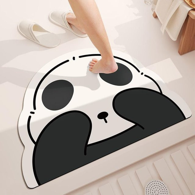 Saugfähige Panda Fußmatte aus Diatomeenerde von Yiran Furniture, Farbe: Weiß, B/B: 40 x 60 cm - Bild 1