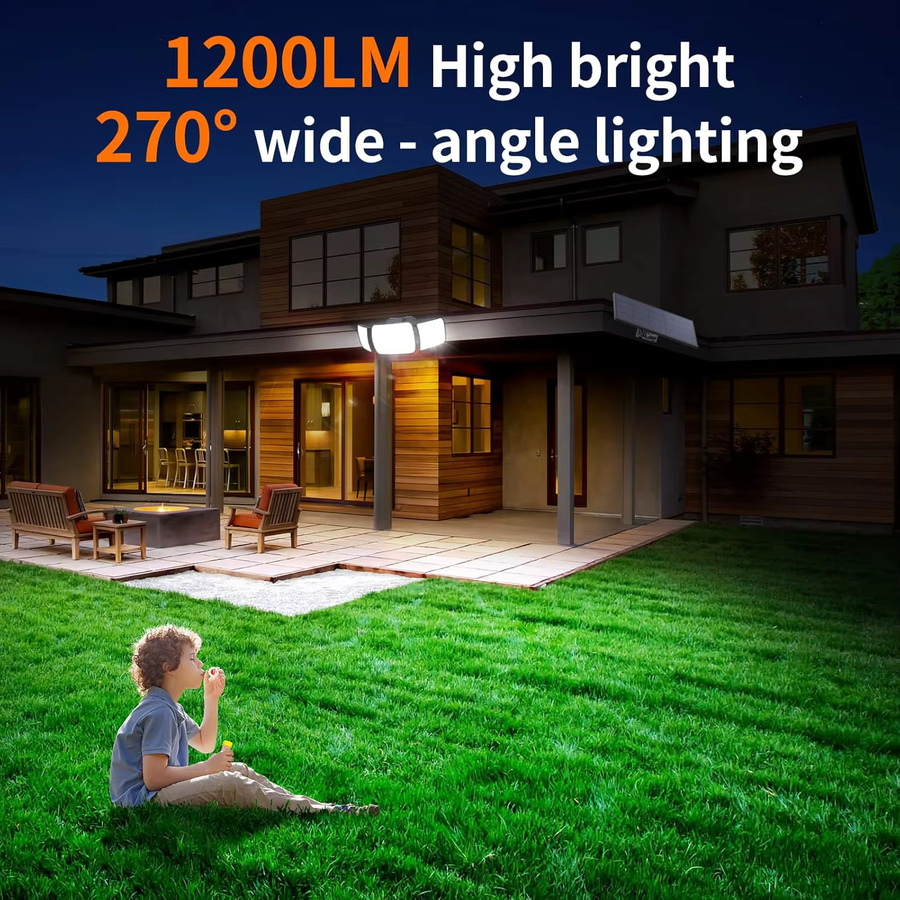 intelamp Solar-Sicherheitsflutlichter für den Außenbereich mit Bewegungssensoren und Fernbedienung, Schwarz - Bild 4