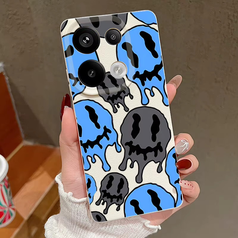 Xiaomi Handyhülle mit Geister-Skelett-Muster in Blau und Multicolour aus TPU Soft Cover mit Lederstruktur für Redmi Note 14 13 12 11 13C 4G Note 14 13 Pro Plus 5G - Bild 3