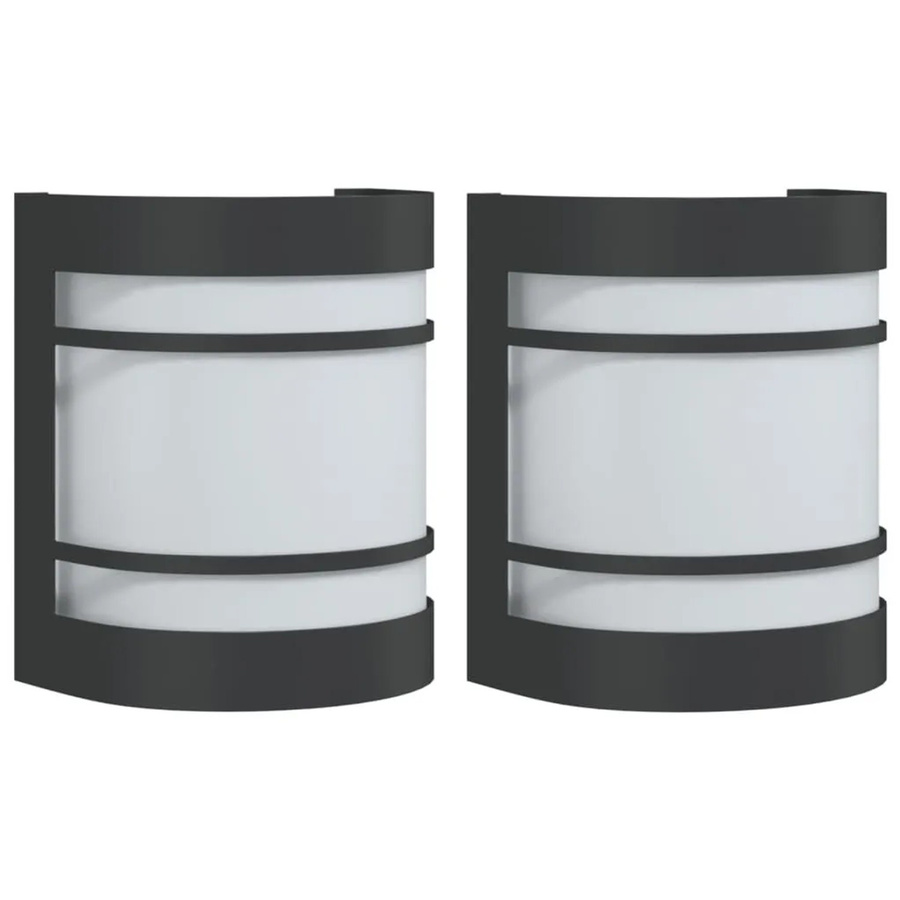 vidaXL Außenwandleuchten 2er Set aus Edelstahl und Glas in Schwarz für Garten und Außenbereich mit IP44 Schutz und E27 Fassung - Bild 2