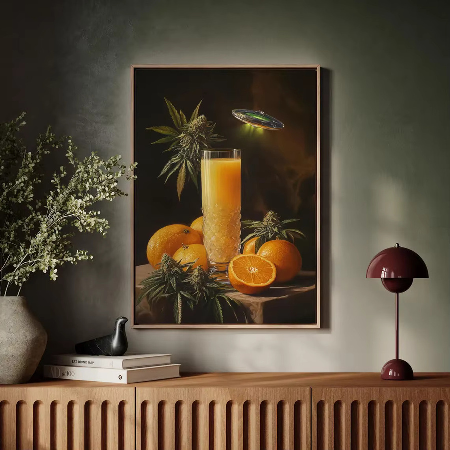 Surrealistischer UFO Stilleben Wandkunst Druck in Mehrfarbig, Rechteckig - Bild 6