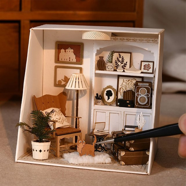 zuuton Mini 3d Puppenhaus DIY, Holz, mit LED-Lichtern, Fantasy - Bild 1