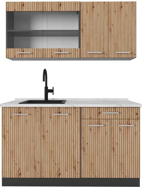 Vicco R-Line Singleküche Artisan Eiche Hell Anthrazit Breite: 140 cm - Bild 1