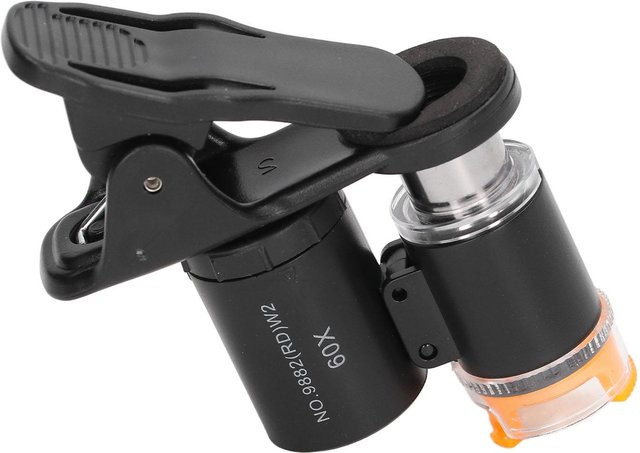Handy-Mikroskop 60x, mit 2 LED-Leuchten, Schwarz - Bild 1