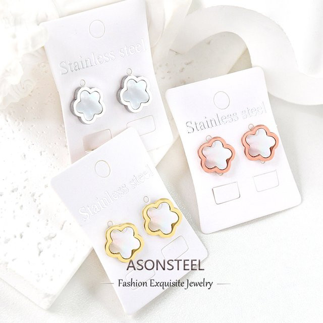 ASONSTEEL Ohrstecker Edelstahl, Kleeblatt, Damen - Bild 1