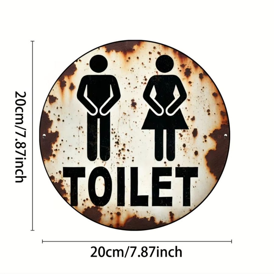 HELLOYOUNG Vintage Toiletten-Aluminiumschild mit Toiletten-Symbolen zur Wandmontage, B/H: 20 x 20 cm - Bild 2