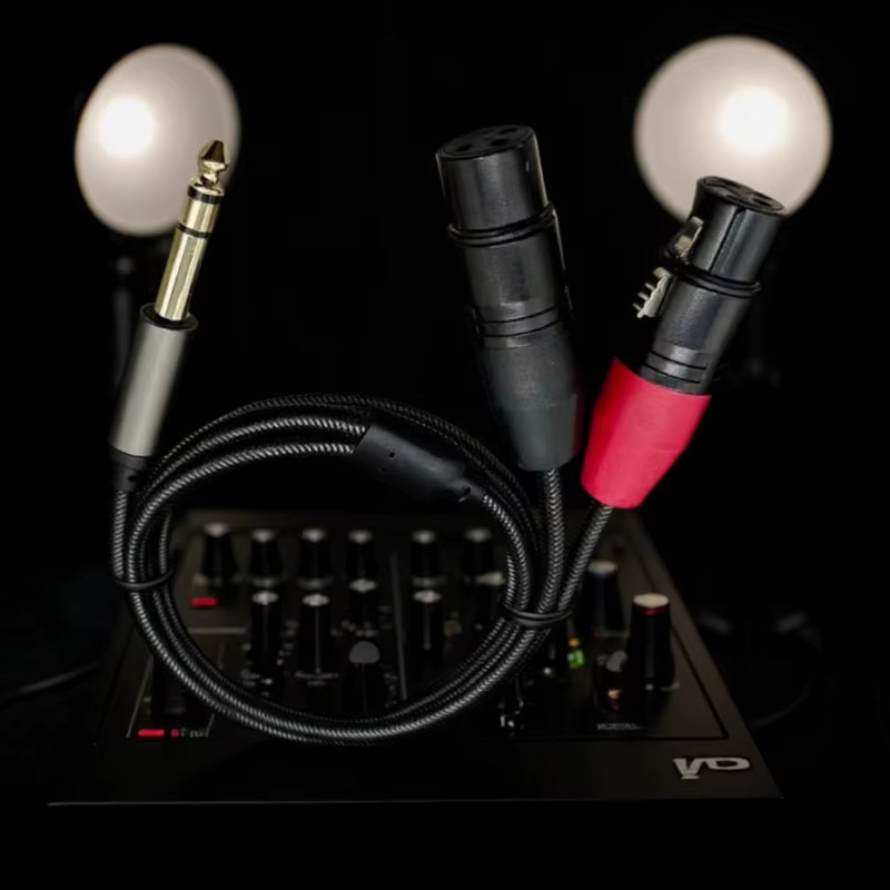 Audiokabel Y-Splitter mit 1/4 Zoll TRS 6,5mm Stereo-Stecker auf Dual-XLR-Buchse und XLR-Stecker, abgeschirmtes Kabel in Rot und Schwarz - Bild 3
