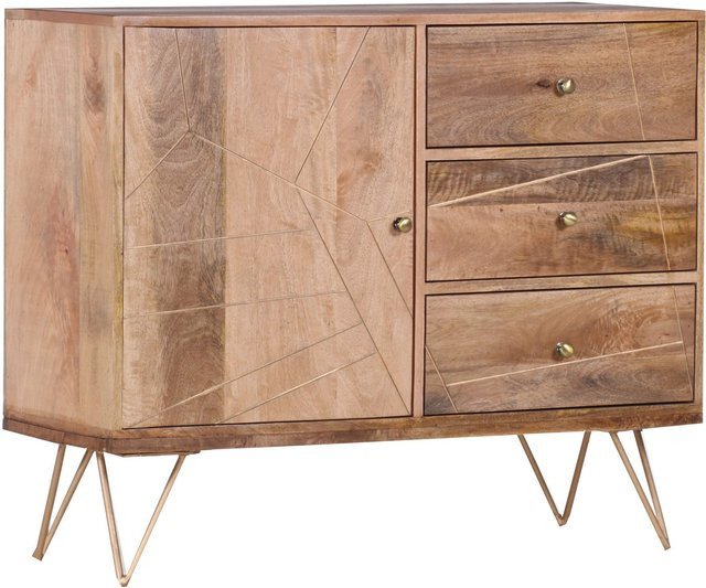 Kommode GOLDEN FLAIR LOFT aus Mango in Gold und Braun, B/T/H: 88 x 43 x 105 cm - Bild 1