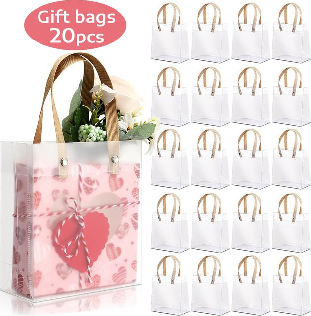 20 Stück transparente Geschenktüten aus Kunststoff für Hochzeiten, Geburtstage und besondere Anlässe - Bild 1