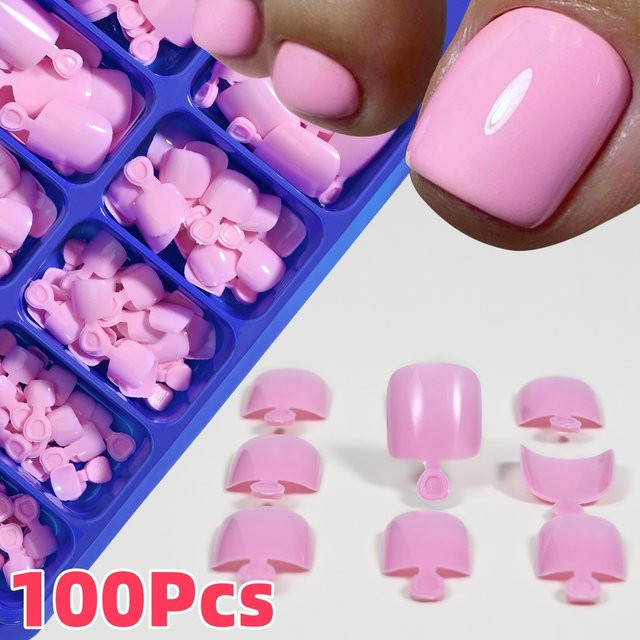 MAFANAILS Künstliche Zehennägel, Rosa, Glänzend, 100 Stück - Bild 1