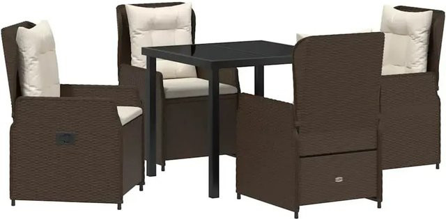 vidaXL Garten Essgruppe 5-teilig aus Poly-Rattan und Glas in Braun - Bild 1