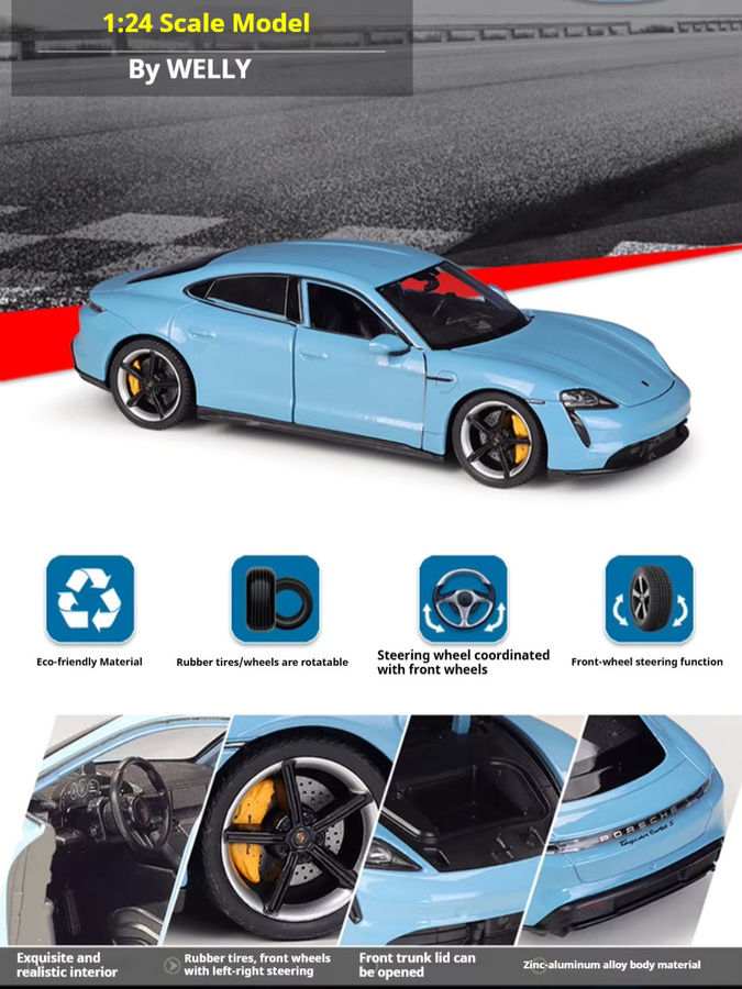WELLY Porsche Taycan Turbo S, Legierungsdruckgussmodell, 1:24, mit Öffnungstüren - Bild 3