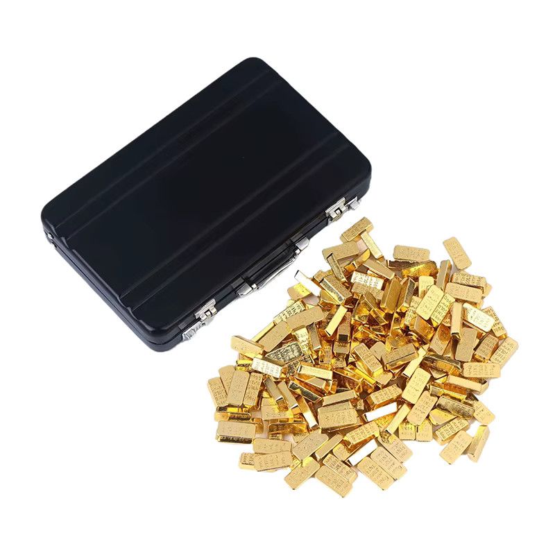 SHNGki Mini-Goldbarren-Replik im Koffer aus vergoldeter Aluminiumlegierung, Gold, Dekorationsmodell für Puppenhaus und Mikroszenen - Bild 6
