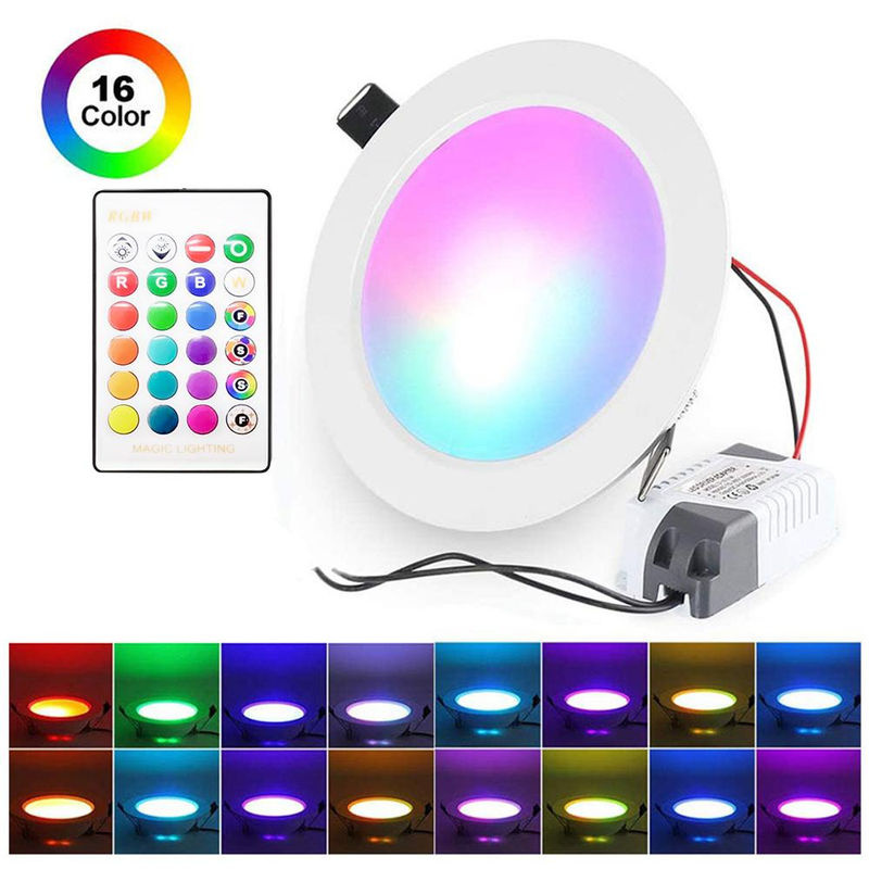 TOMTOP JMS RGBW LED-Einbauleuchte mit IR-Fernbedienung, 5W dimmbar, 16 Farben und 4 Blinkmodi, rund, weiß - Bild 3