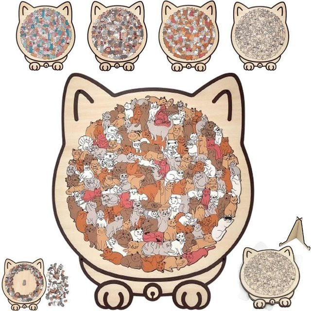 Katzenförmiges Holzpuzzle, 135 Teile - Bild 1