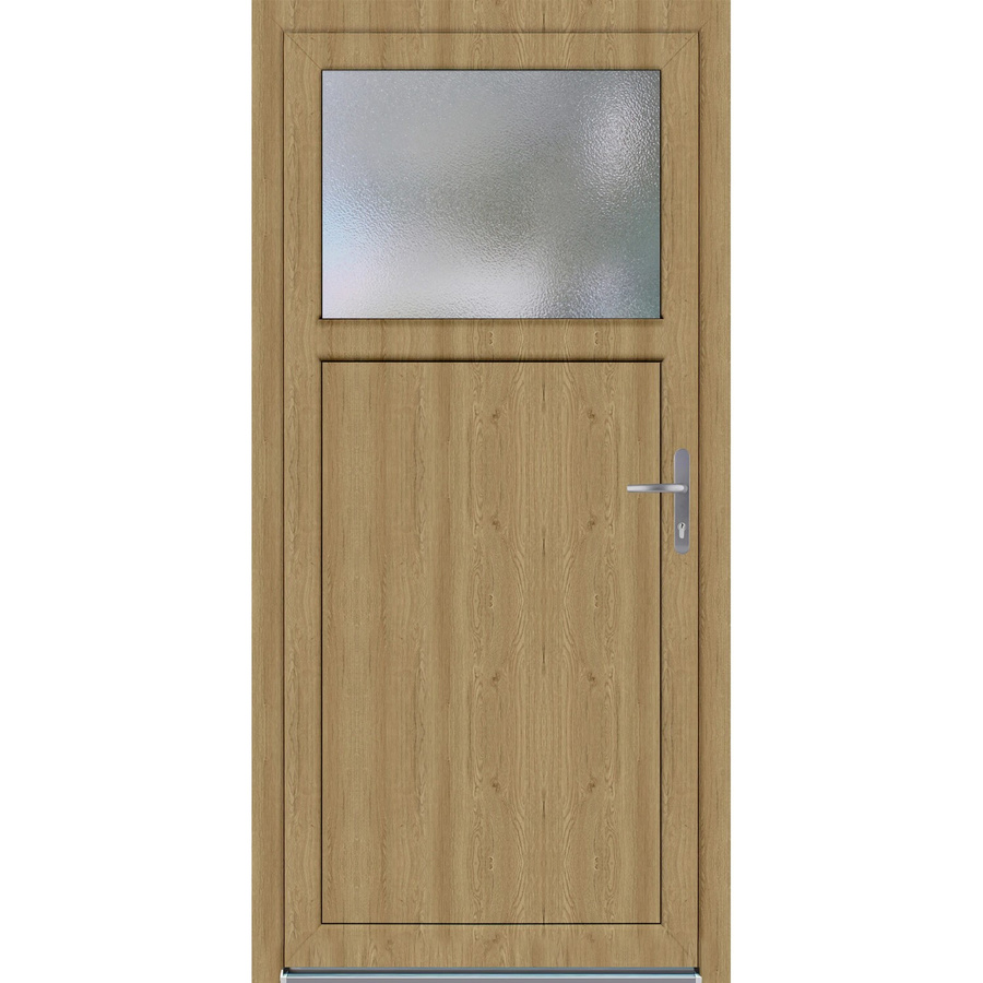 PANTO Kunststoff-Nebeneingangstür K504 mit Glaseinsatz in Dekor Kiefer, Farbe: Braun, B: 98 cm, H: 198 cm, DIN Rechts - Bild 2