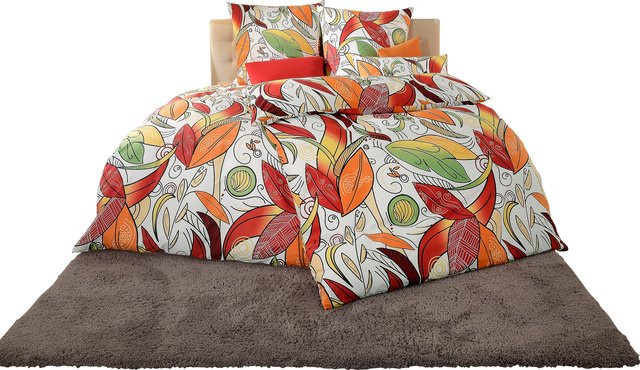 Wäschepur Bettwäsche aus 100% Baumwolle mit floralem Blätter-Design, Unisex, Multicolor, Breite: 135 cm - Bild 1