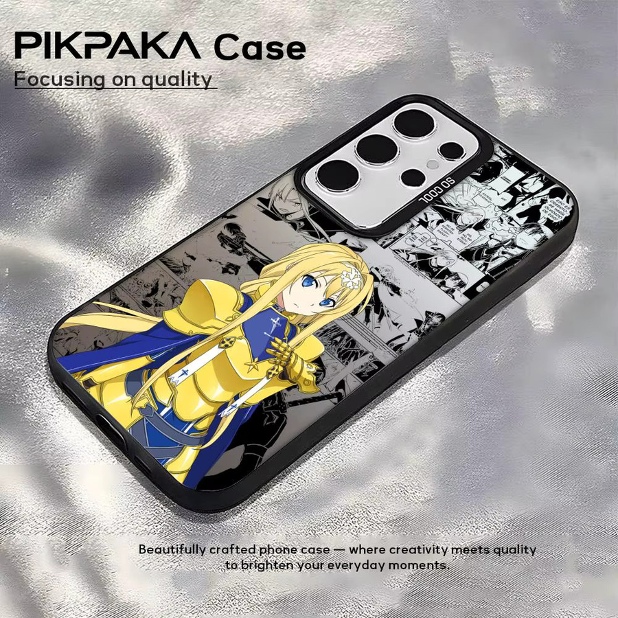 Stoßfeste Laser-Matt Handyhülle mit Anime S-Sao A-Alice Design für Samsung Galaxy S25 S24 S23 S22 S21 Ultra Plus, Mehrfarbig - Bild 4