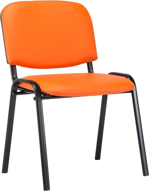 DELUKE Besucherstuhl ZAGREB Konferenzstuhl aus Kunstleder in Orange, B/T/H: 53 x 53 x 83 cm - Bild 1