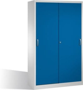 C+P Schwerlast-Werkzeugschrank mit Schiebetüren und 4 Böden, Farbe Enzianblau und Lichtgrau, H: 195 cm, B: 120 cm, T: 50 cm - Bild 1