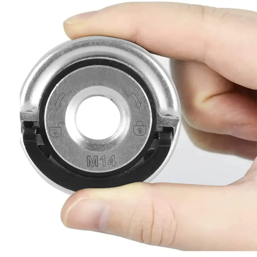 Power Chuck Quick Release Set für Winkelschleifer M14 und M10, Selbstverriegelnde Spannplatte mit Flanschmutter, Farbe: Silber - Bild 4