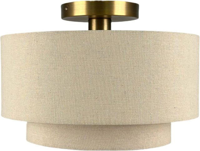 Relaxdays Deckenlampe aus Leinen und Eisen in Beige und Bronze, B: 24 cm, H: 35 cm - Bild 1