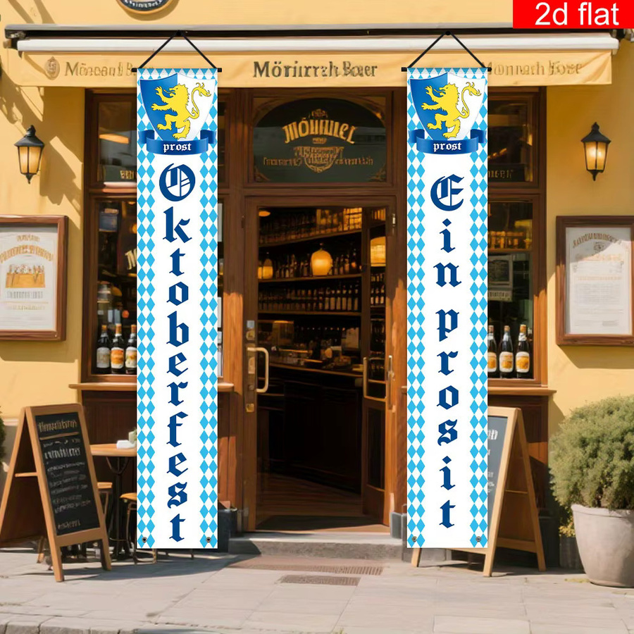 VIKAMA Oktoberfest-Banner in Blau und Weiß mit Karomuster als bayerische Gartendekoration, B/H: 180 x 30 cm - Bild 3