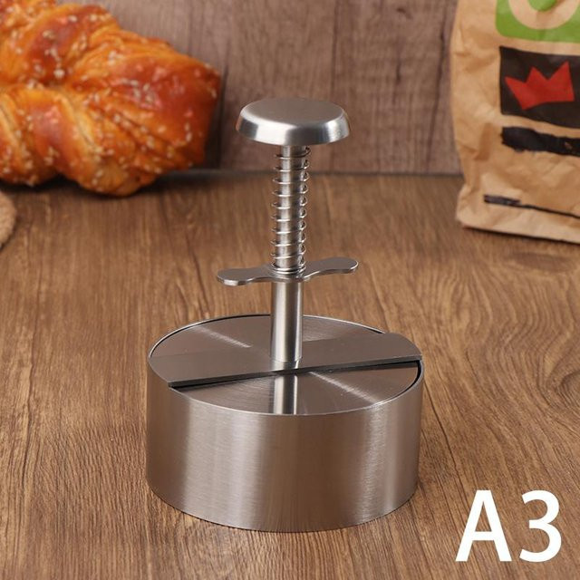 Lippye Burger Patty Maker aus 304 Edelstahl in Silber, runde Hamburgerfleischpresse für Rind, Schwein oder Reis - Bild 1