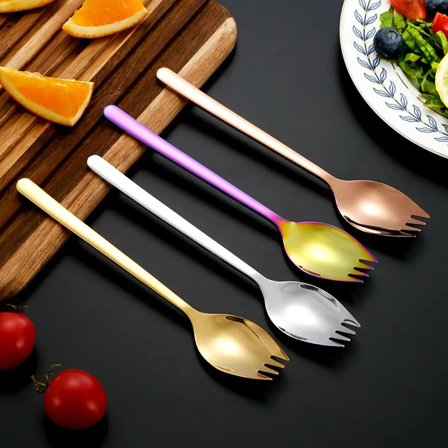Edles Besteckset aus poliertem Edelstahl in Silber für Dessert, Salat und Obst, 6-teilig - Bild 1