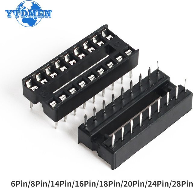 YTDMEN IC Sitz DIP IC Sockel Adapter Set, 10 Stück, Schwarz, verschiedene Pins (6pin bis 28pin) für DIY-Lötarbeiten - Bild 1