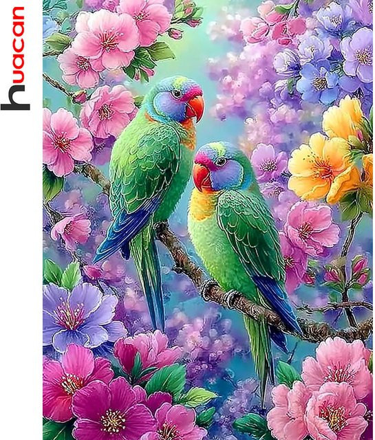 Huacan Diamantmalerei Set mit Vögeln und Blumen in Multicolour, B/H: 20 x 30 cm - Bild 1