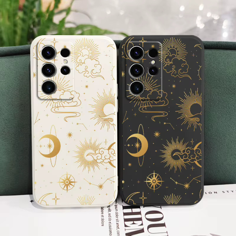 Goldene Silikonhülle mit Sternenhimmel-Design für Samsung Galaxy S26 Plus Ultra in Schwarz und Gold - Bild 4