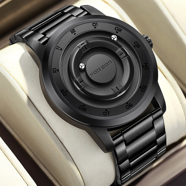 FOXBOX Armbanduhr Quarz, Edelstahl, Schwarz, Herren - Bild 1