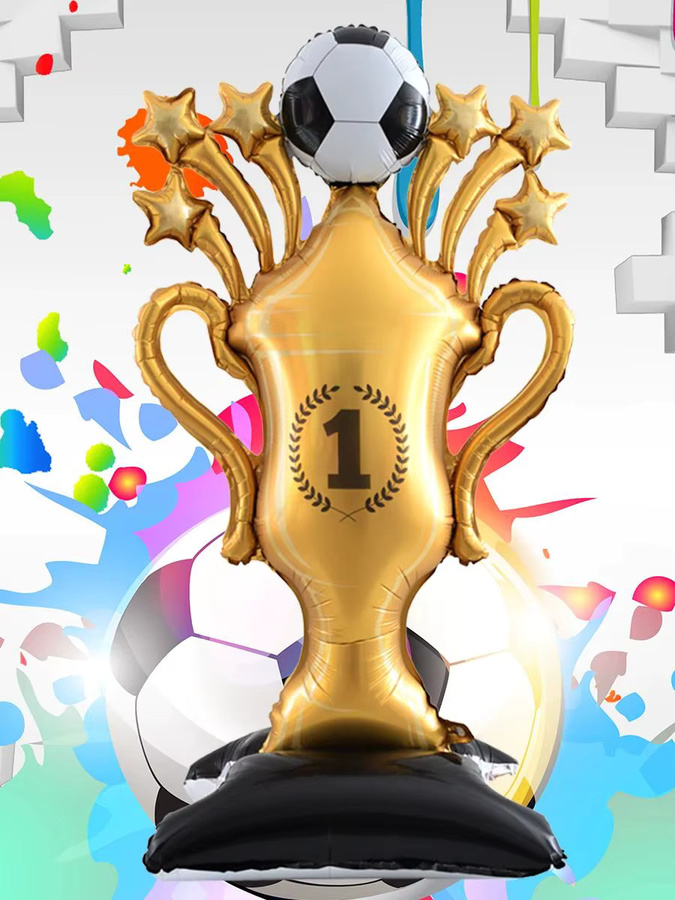 Goldener Folienballon in Form einer Fußball-Trophäe für deine Fußball-Geburtstagsparty, 150 cm - Bild 4