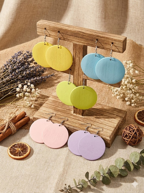 YULUCH Ohrringe, Holz, Bunt, Damen, Vintage - Bild 1