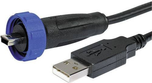 Bulgin USB-Steckverbinder-Adapter 2.0 IP68 USB A auf Mini USB B in Schwarz - Bild 1