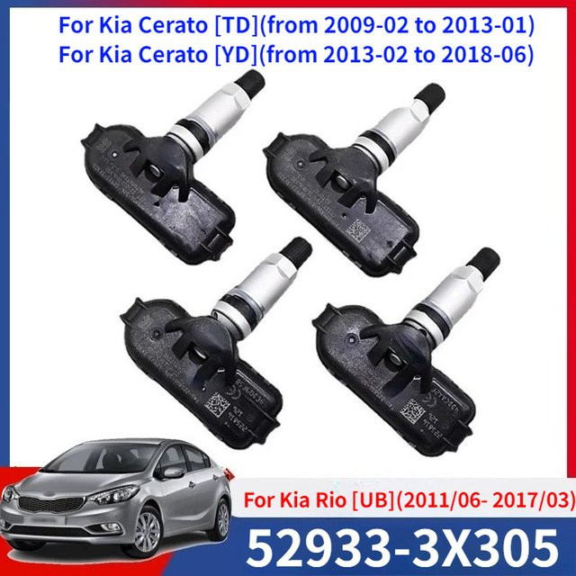 GANGLE 4er-Set Reifendruckkontrollsystem TPMS Sensoren für Kia Cerato YD und Rio UB, Farbe: Schwarz, Teilenummer: 52933-3X305 - Bild 1