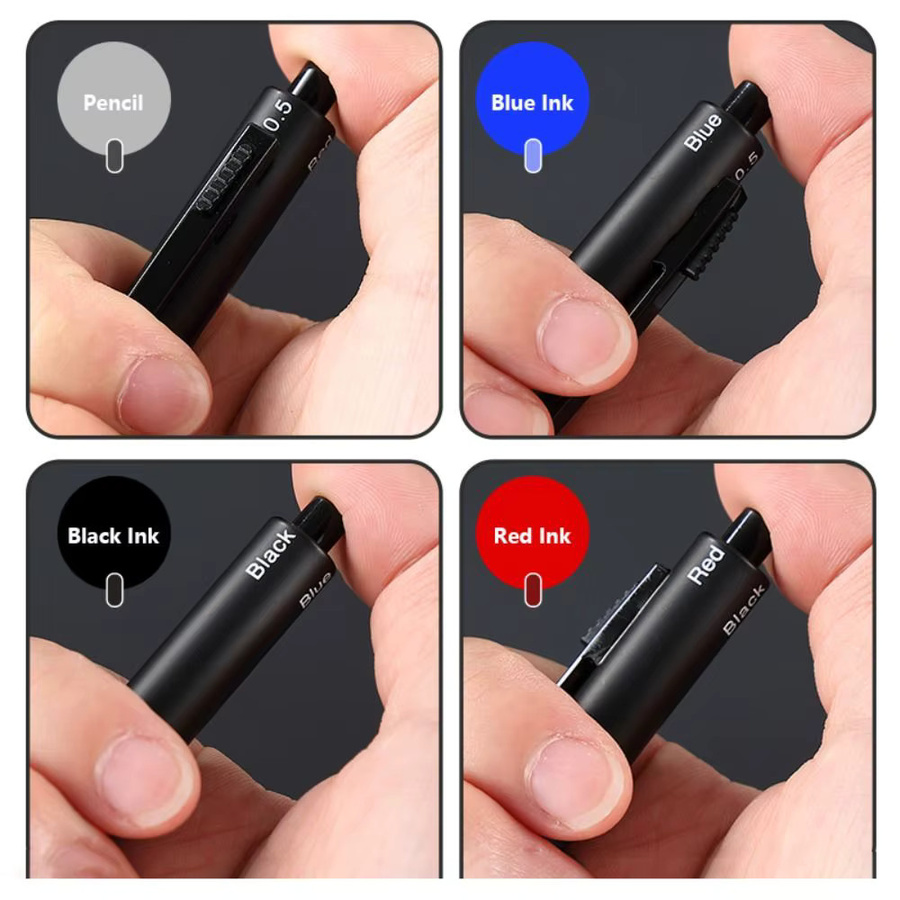 Multifunktionaler 4-in-1 Gelstift aus Metall mit Schwerkraftsensor und Druckknopf in Rot - Bild 2