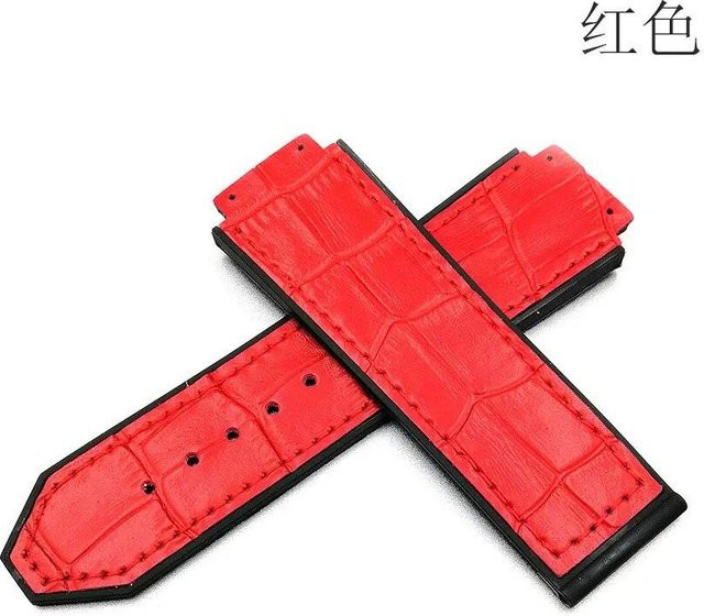 Hublot Uhrenarmband Leder und Silikon, red, 25 mm, 19 mm, Unisex - Bild 1