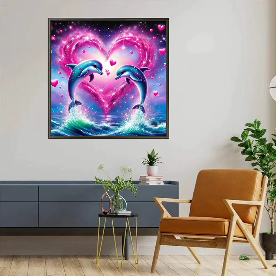 EverShine DIY 5D Diamant Malerei Delphin Herz Mosaik Stickerei in Multicolour, B/B/H: 20 x 20 x 20 cm - Bild 3