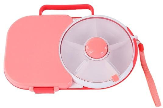 EonX Kinder Brotdose mit 5 Fächern und drehbarem Snack-Spinner, rosa Bento-Box für Schule und Reise, BPA-frei und auslaufsicher - Bild 1