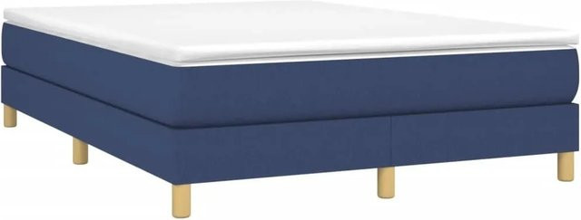 vidaXL Boxspringbett mit Matratze in Blau, Hybridbett mit Taschenfedern aus Stoff, B/T/H: 140 x 200 x 25 cm - Bild 1