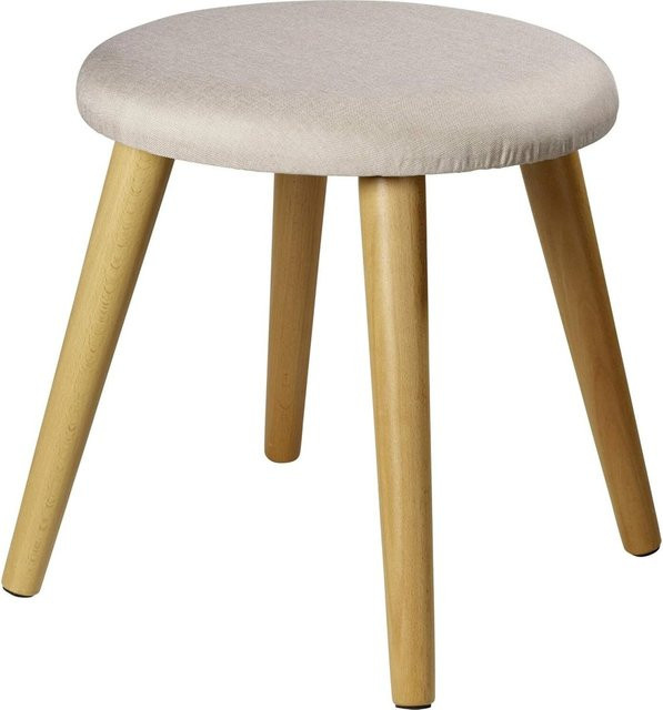 ECHTWERK Sitzhocker Skandi in Creme mit Holzgestell, B/T/H: 40 x 42 x 42 cm - Bild 1