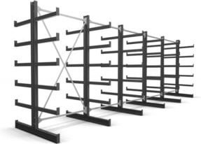 STIER Kragarmregal doppelseitig in Schwarz mit 5 Feldern und 5 Ebenen, B/T/H: 650 x 200 x 50 cm - Bild 1