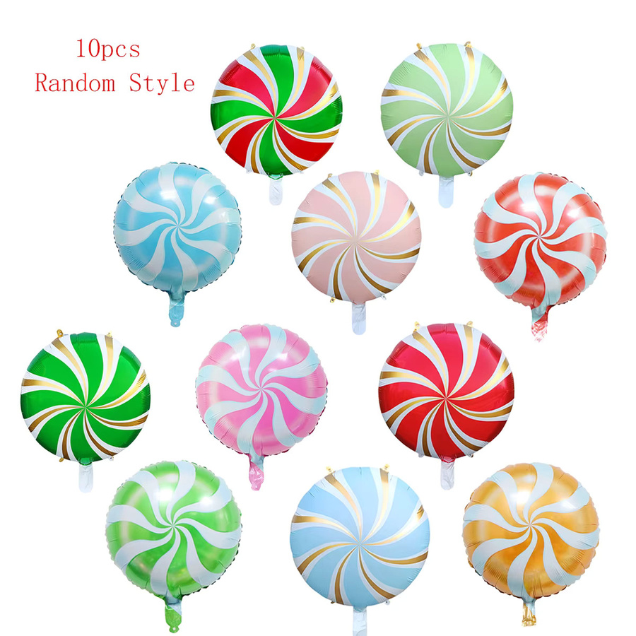 10er Set bunte Weihnachts-Folienballons in Windmühlen-Optik, runde Heliumballons für deine Weihnachtsdekoration, Durchmesser: 45,72 cm - Bild 2