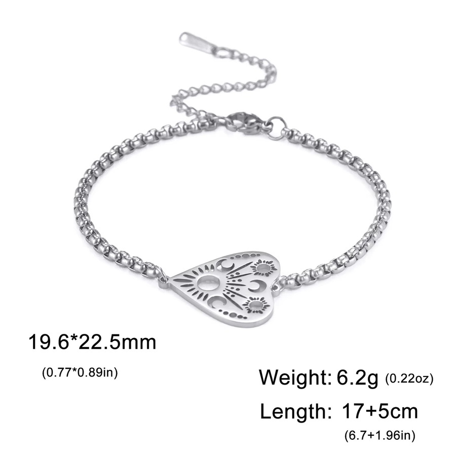 lemegeton Armband, Edelstahl, Sonne Mond Herz, Silber, Unisex - Bild 3