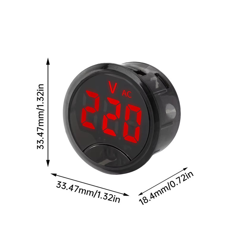Voktta Rundes 2-Draht-Voltmeter mit LED-Digitalanzeige als AC-Digital-Spannungsprüfer für AC 50–265 V in Rot und Schwarz - Bild 3