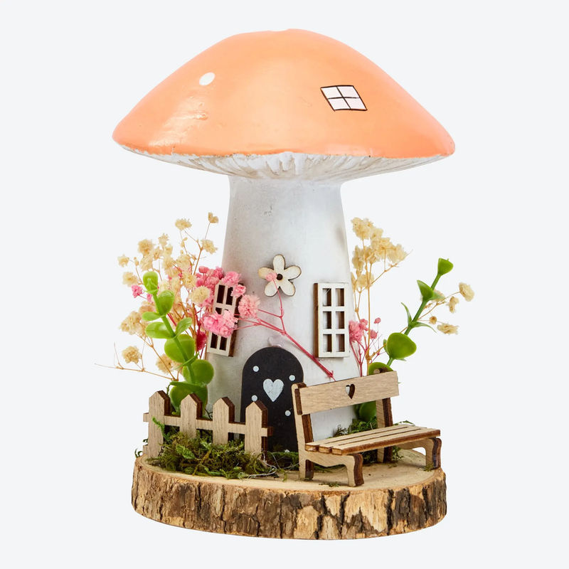 Modernes Deko-Pilzhaus aus Kunstharz und Holz in Beige und Mehrfarbig, Durchmesser: 12,5 cm, Höhe: 17 cm - Bild 2
